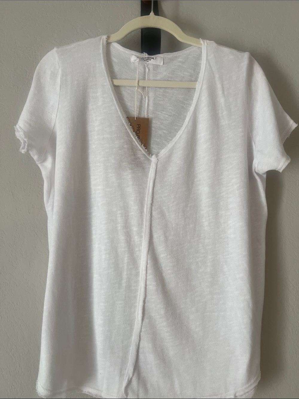 Project Social T - White V-Neck Short Sleeve Top